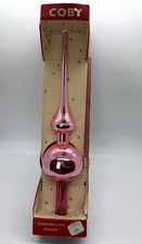 Vintage COBY Pink Mercury Glass Christmas Tree Topper Finial Original Box picture