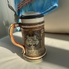 German Beer Stein Mettlach #1914 | Stoneware 0.5L, Antique 1895 picture