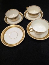 Antique Limoges Porcelain Tea Cups And Saucers M. Redon 3 sets,cups are repaired picture