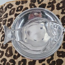 Vintage 1994 Mariposa Fish Bowl Dish Cast Aluminum Mexico Nautical 7