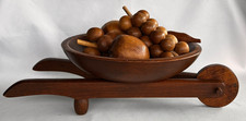 VTG Wood Fruit with Wheelbarrow Centerpiece  by