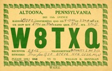 Vintage Amateur Radio QSL Postcard, 1946, W8TXQ, Altoona, PA, Scott#804 picture