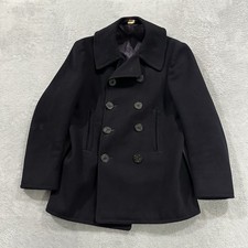 Vtg Naval Clothing Factory Pea Coat Black Kersey Wool US Navy 10 Button 20 P2 picture