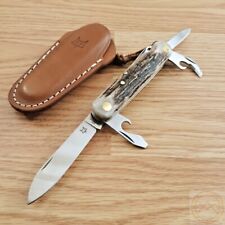 Fox Scout Folder Pocket Multi-Tools Knife Stainless Blades Stag Handle w/Keyring picture