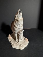 LARGE Howling Spirit Wolf  With Pup  Statue Sandcast picture