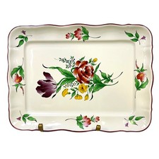 Antique K&G Luneville France Old Strasbourg Rectangular Platter Floral Faience picture