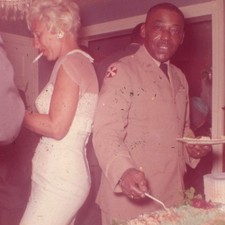 c1960s Black US Army Soldier 8th Army Patch Snapshot Photo Buffet Party Smoking picture