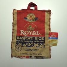 Royal Basmati Rice 20 LB Red Burlap Zipper Tote Sack Bag India Advertising picture