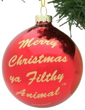 Tree Buddees Merry Christmas Ya Filthy Animal Glass Red Ornament  Home Alone picture