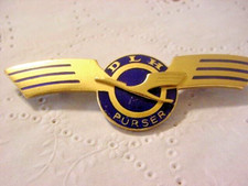 DLH Deutsche Lufthansa Airlines Purser Wing Pin Gold & Blue Enamel Ex. Cond. BIN picture