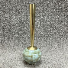 Vintage Delft Holland Bud Vase Brass Stem Blue Marbled Base MCM Space Age 8.5