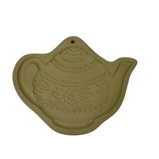 Vntg. 2002 Brown Bag Pottery Flowered Teapot Cookie Mold, Tea Party, Decor picture