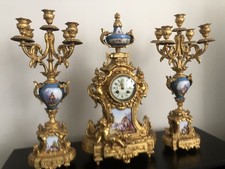 Antique French Clock Garniture Set with Candelabra Pair c.1889 picture
