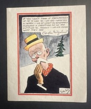Vintage Caspar Milquetoast H.T. Webster Timid Soul Comic Strip Christmas Card picture
