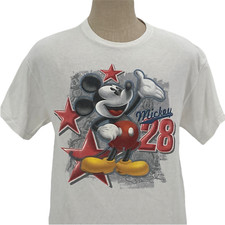 VTG Disney Mickey Mouse Est. 1928 Red Stars White T Shirt Size Large Walt picture