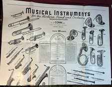 Vtg. 1955 C. G. CONN Elkhart IN Musical Instruments Poster Modern Band Orchestra picture