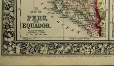 1860 Mitchell's Huge Hand Tinted Map NEW GRANADA Venezuela GUIANA Peru EQUADOR picture
