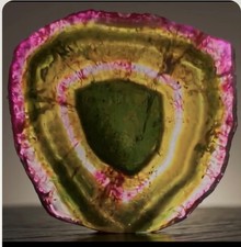 15.5 Carats, Multi color, rare Tourmaline, Slab, 30x30x1.8 mm Red, Pink, Blue, G picture