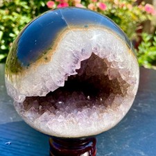3.8LB  Polished Purple Amethyst Agate Sphere Gemstone Crystal Ball Reiki M picture