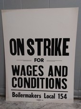 Vintage Picket Strike Sign Poster Pittsburgh 60's Letterpress Boilermakers 154 picture