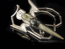 VINTAGE WILLIAM SPRATLING TAXCO MEXICAN OBSIDIAN STERLING HUMMING BIRD NECKLACE picture
