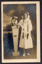 3 Antique RPPC Postcards Children Portraits Girl Candle Floral Crown Higgons Fam picture