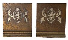 Heraldic Lions Crest Bookends by Silver Crest Heintz Sterling Decorated Bronze picture