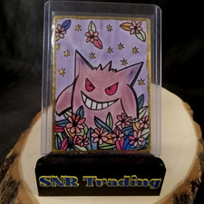 Pokémon Gengar ACEO Hand Drawn Original Fan Art Card Gold Foil Sabrina de Man picture