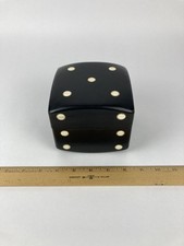 Vintage Mid-Century Italian Leather Die Playing Card Box – Sorrento Wood Inlay, picture