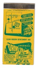 VINTAGE CORNWALL DRIVE IN MOVIE THEATRE MATCHBOOK COVER CANADA picture