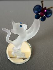 Vintage Glass Baron Frosted Cat Figurine with Butterfly Mint Condition picture