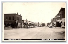 RPPC Lake Shore Drive Street Scene in Lake City, Minnesota 1940s ~ picture