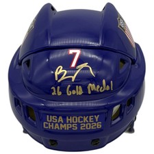 Brady Tkachuk Autographed Team USA Olympics (Blue) Full Size Helmet w/ 