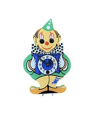 Vintage Googly Moving Eye German Clown Wind Up Pendulette Mini Wall Cuckoo Clock picture