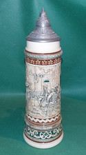 Antique German Beer Stein Matthias Girmscheid A Rehearsal 520 2 Liter Pewter picture