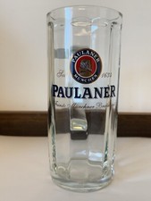 Paulaner Munchen Germany Tankard Glass Beer Mug 1 Pint 0.5 liter 7.25