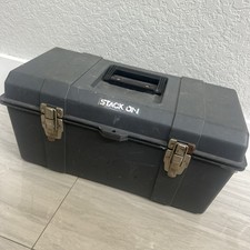 Vintage Stack On  Lockable Tool Box Chest W/ Tray 19x9x9.5” Gray Made In USA picture