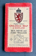Vintage Ben Nevis & Fort William Scotland Map, 1947 picture