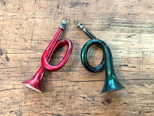 Vintage antique 1930's German mercury glass trumpets (lot of 2) Red/Green picture