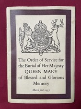 1953 Order of Service for the Burial of Queen Mary (Wife of King George V) picture