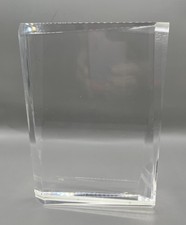 MCM Clear Lucite Acrylic Asymmetrical Block Picture Frame 7.5 x 6” Heavy picture