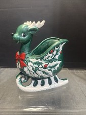 Vintage Relpo Deer Sleigh Planter Christmas Japan Hard to Find picture