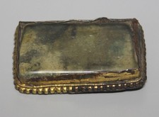 Real Rare Nice Tibet 16th Century Old Antique Gilt Copper Art Glass Liuli Amulet picture