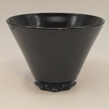 Vintage Black Amethyst Glass Cone Bowl Indiana Glass Diamond Point Footed 5 Inch picture