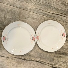 Antique Carl Tielsch C.T Porcelain Plate set Rose Germany Scalloped edges 1800s picture