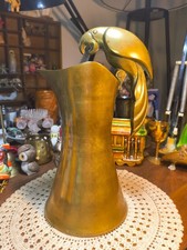 Vtg 1980 Dolbi Cashier Solid Brass Parrot Pitcher Hollywood Regency MCM picture