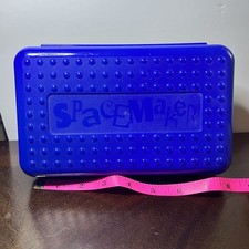 SPACEMAKER SPACE MAKER PENCIL BOX CASE PLASTIC VINTAGE BLUE & SOLID BLACK  picture