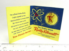 Vintage 1955 Reddy Kilowatt Pin Original Card The Mighty Atom Electric NOS NIP picture
