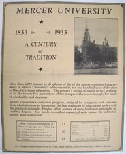 Vintage 1933 Mercer University Macon, Georgia Newspaper Print Ad picture