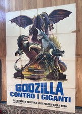 1972 Italian Godzilla Contro Gigante Vintage Poster - Godzilla Vs Gigan 76”x54” picture